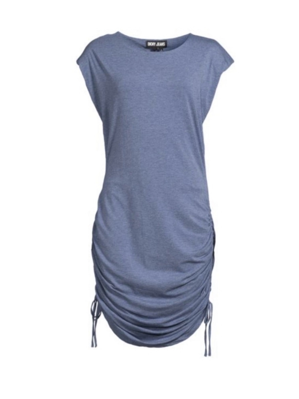 DKNY JEANS RUSHED SIDE-TIE TUNIC DRESS SLEEVELESS WOMENS HEATHER BLUE SIZE 2X
